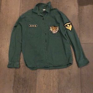 Green Denim Jacket with patches